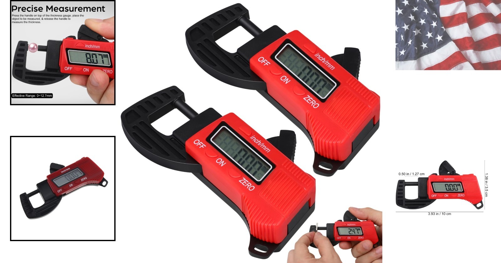 2pcs Thickness Gauge Caliper Micrometer Thickness Micrometer Measurement Tool...