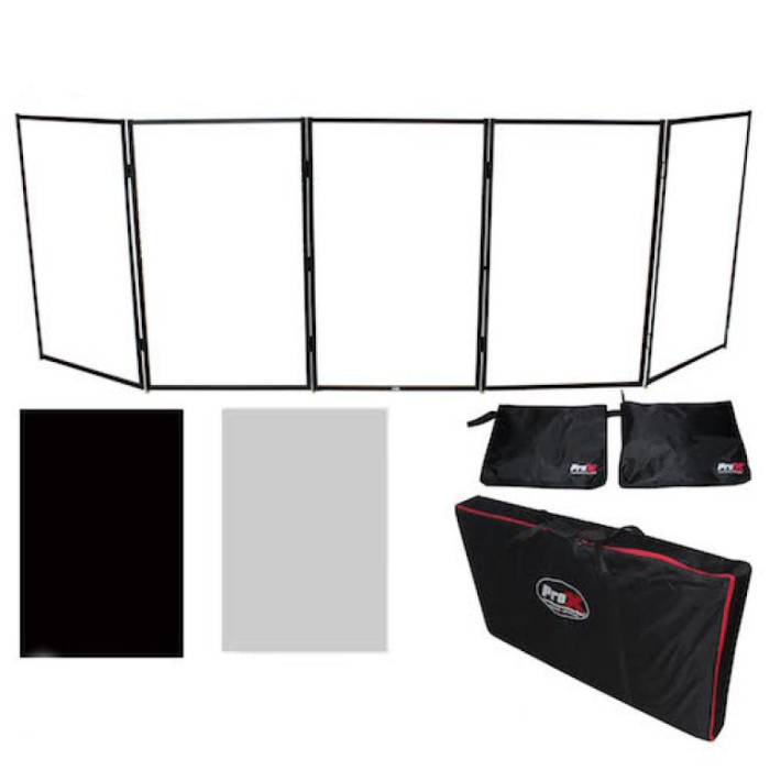ProX XF-5X3048B | 5-Panel DJ Facade with Black Frame | Includes White & Black