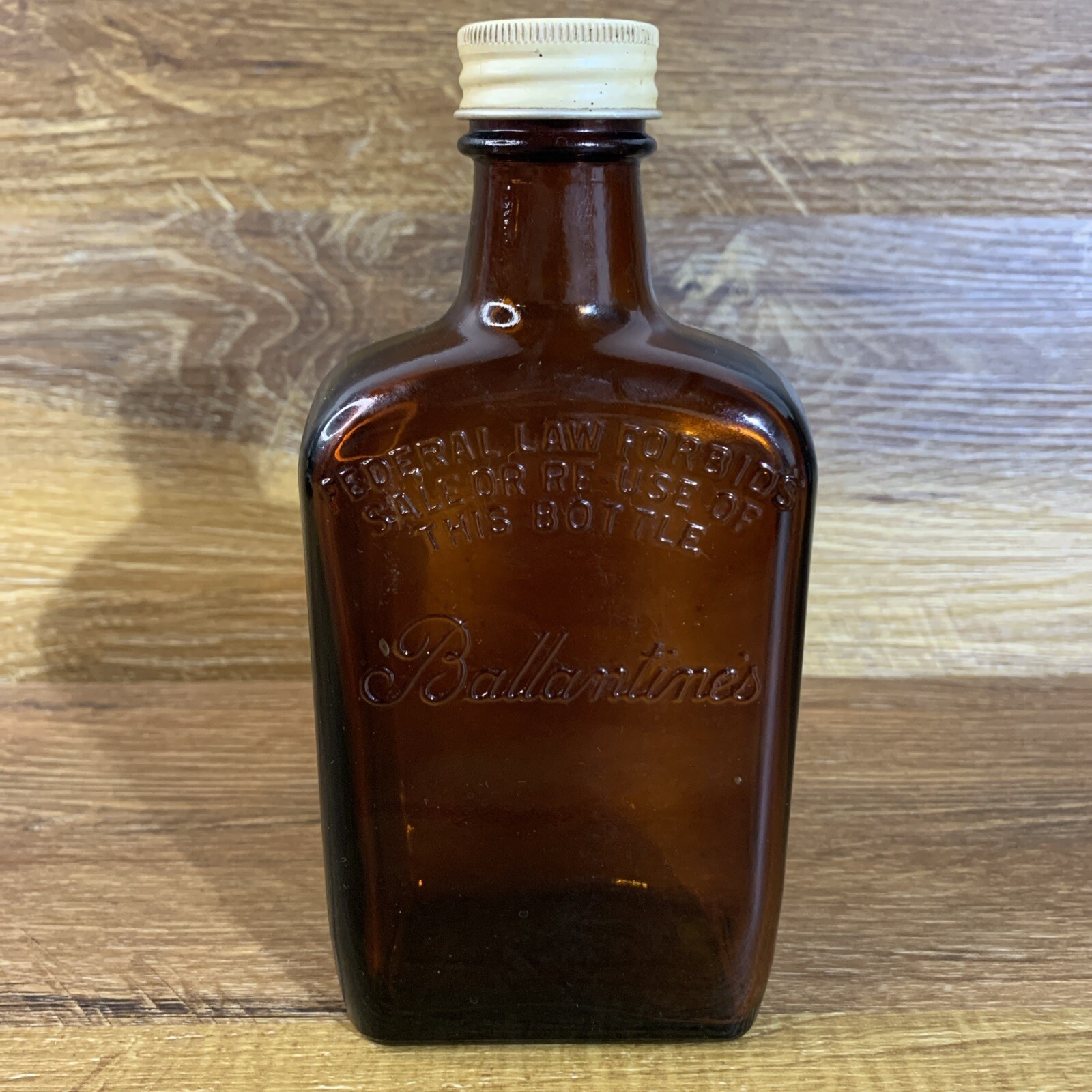 VTG Geo Ballantine's & Son Ltd. Amber Glass Whiskey Bottle Glasgow Scotland +Cap