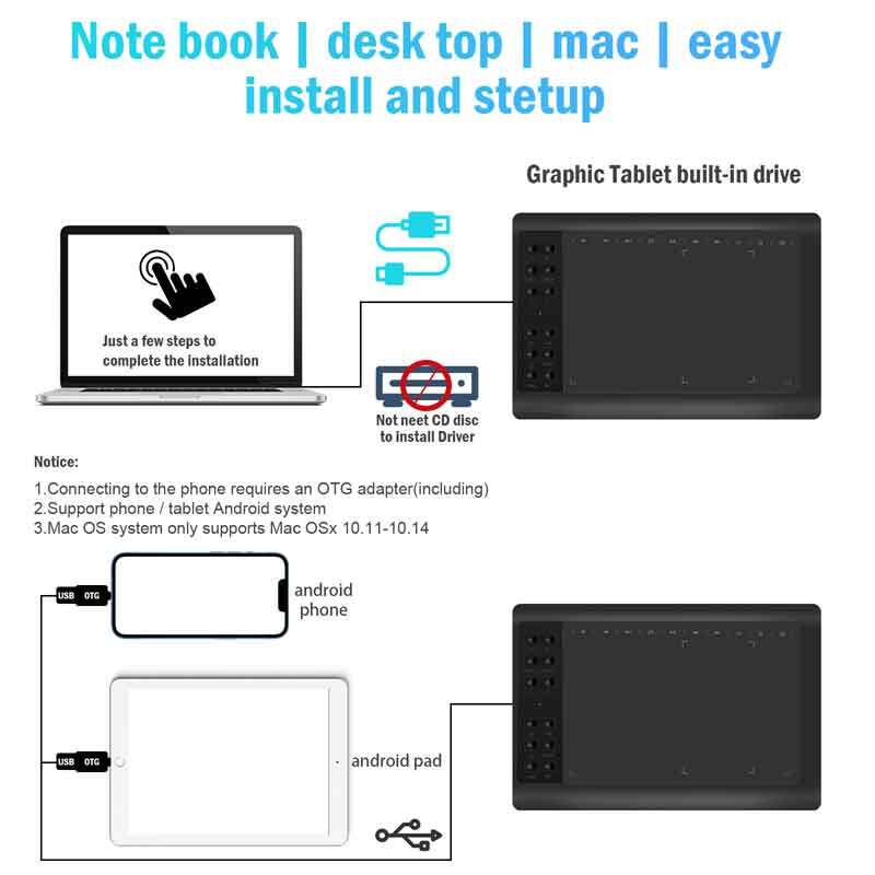 Digital Graphic Drawing Tablet with Screen Pen Display 22 Shortkey VIN1060 Plus