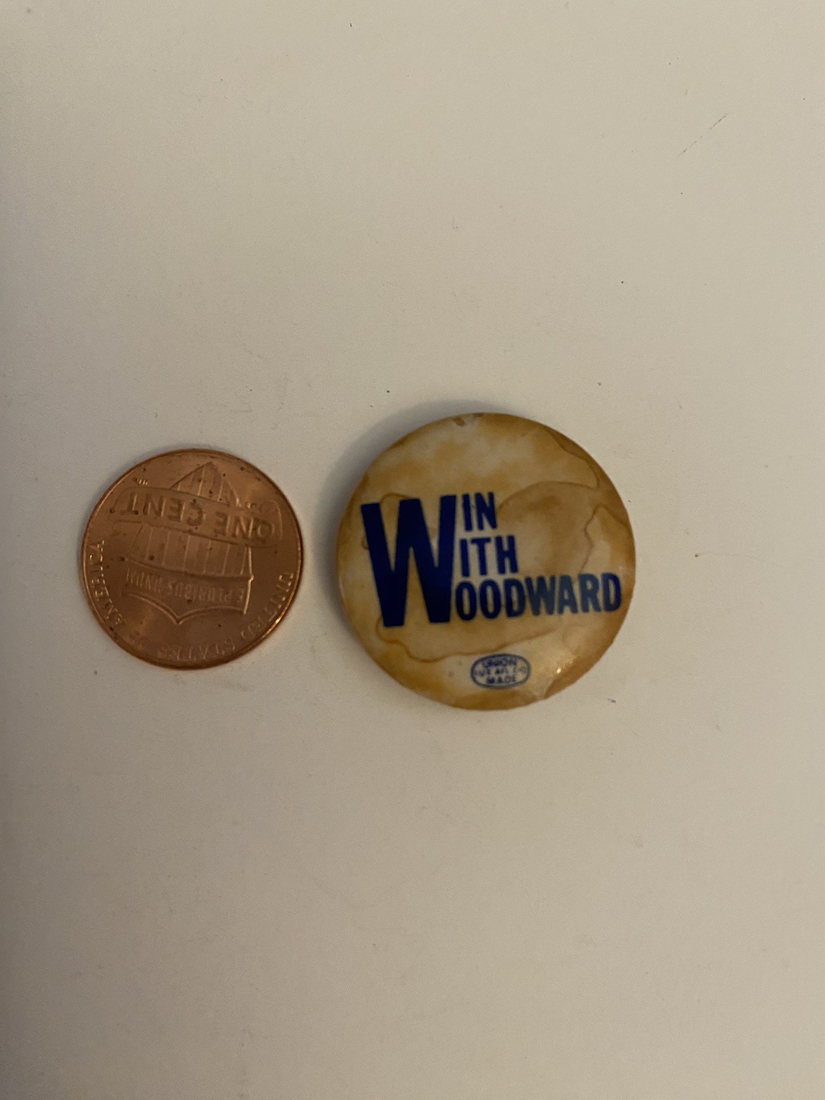 Win With Woodward Political Pin Back Button P26