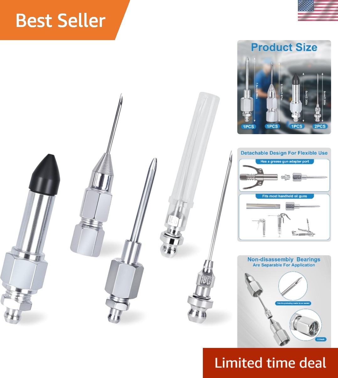 5PCS Precision Grease Needle Accessory Set for Engine Maintenance & Repair