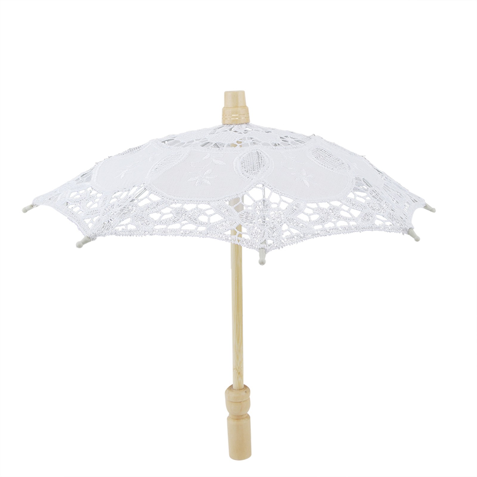 HG (White)Bridal Umbrella Lace Cotton Embroidery Handmade Parasol Umbrella