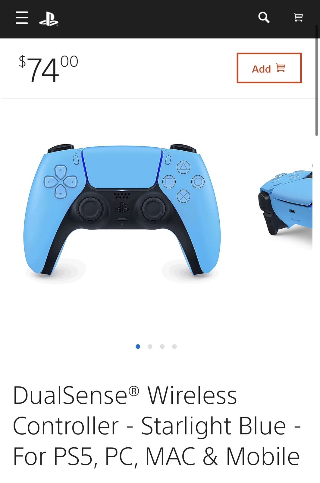 Sony PlayStation 5 DualSense Wireless Controller - Starlight Blue