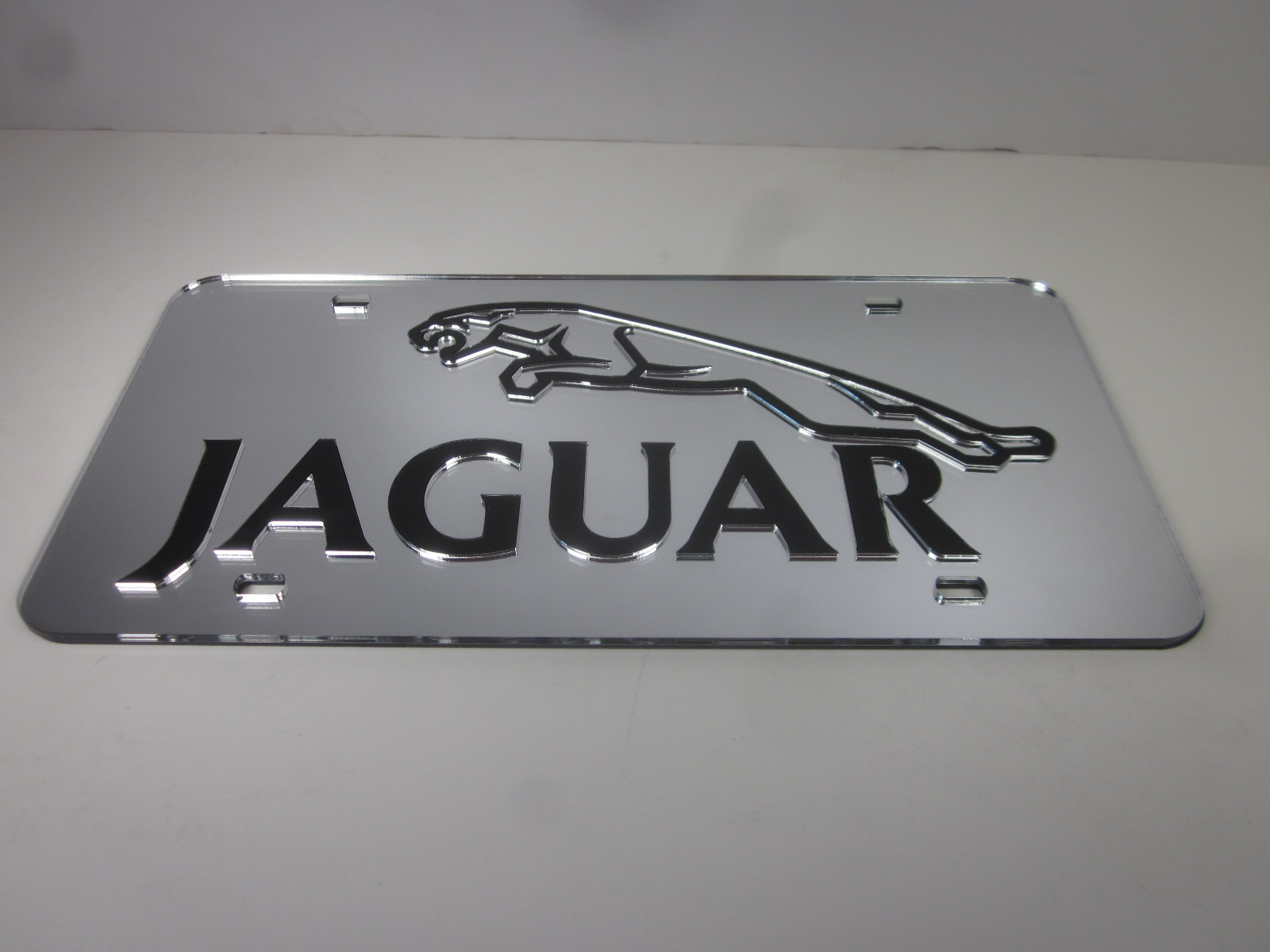Jaguar Chrome Mirror License Plate Auto Tag