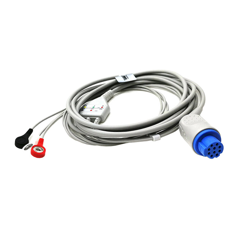 10P ECG EKG 3 Leads Cable and Electrode Leadwire for Datex AS/3 CS/3 S/5 Monitor