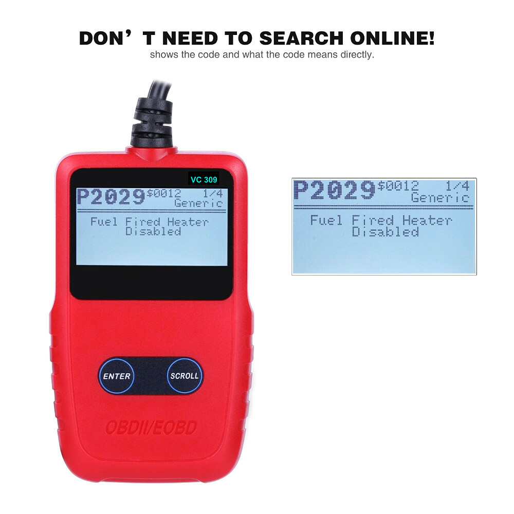 VC309 Car EOBD OBDII Scanner Code Reader Auto Fault Engine Diagnostic Reset Tool