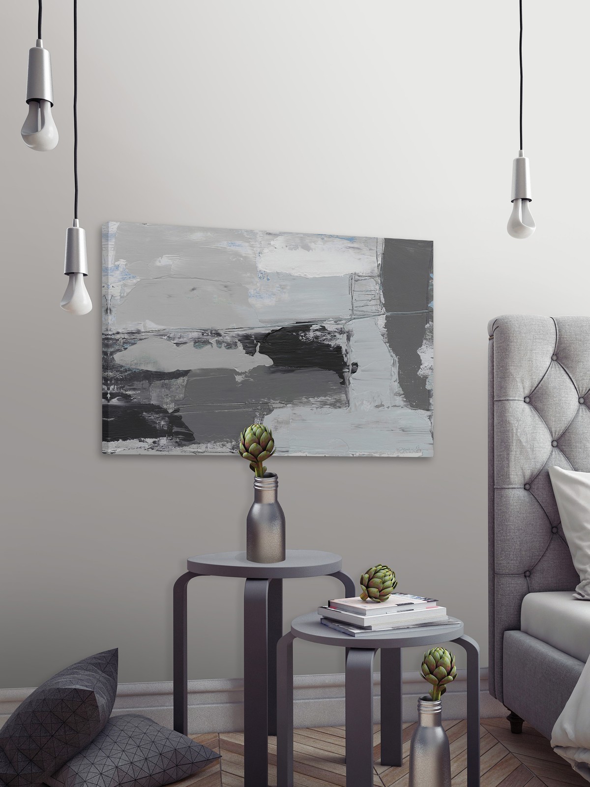 Marmont Hill Grey Horizon Painting Print on Wrapped Canvas 45x30
