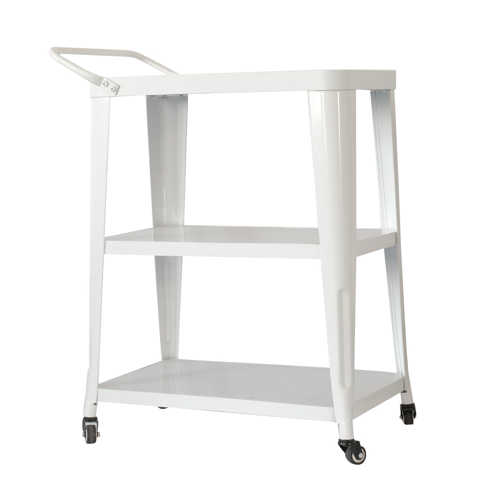 3-Tier Metal Rolling Cart Swivel Rollers Durable Utility Table Wheels with Han