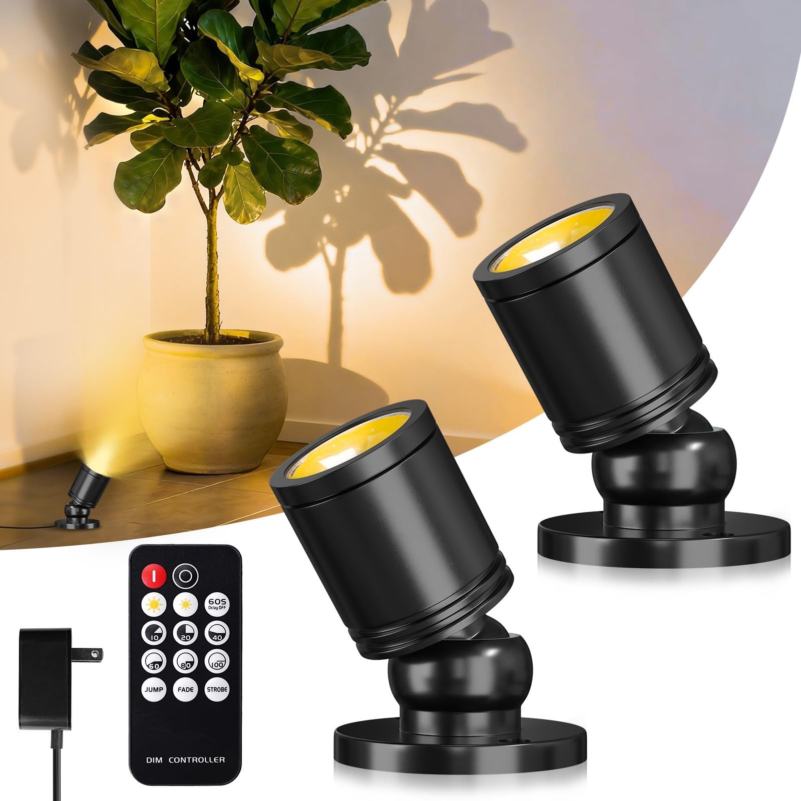 Mini LED Spotlight with Remote Control, Dimmable Small Spot Lights Indoor Plu...