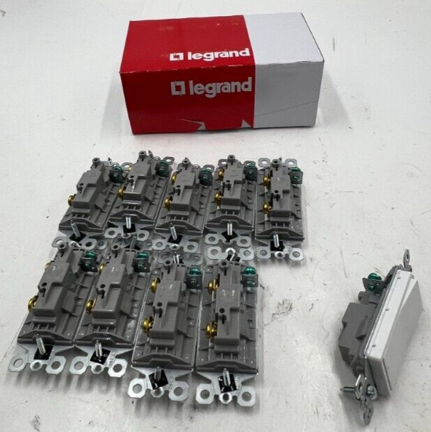 (QTY 10) Legrand Switch 120/277VAC White 1 Pole TM870W  Push & Back Wire