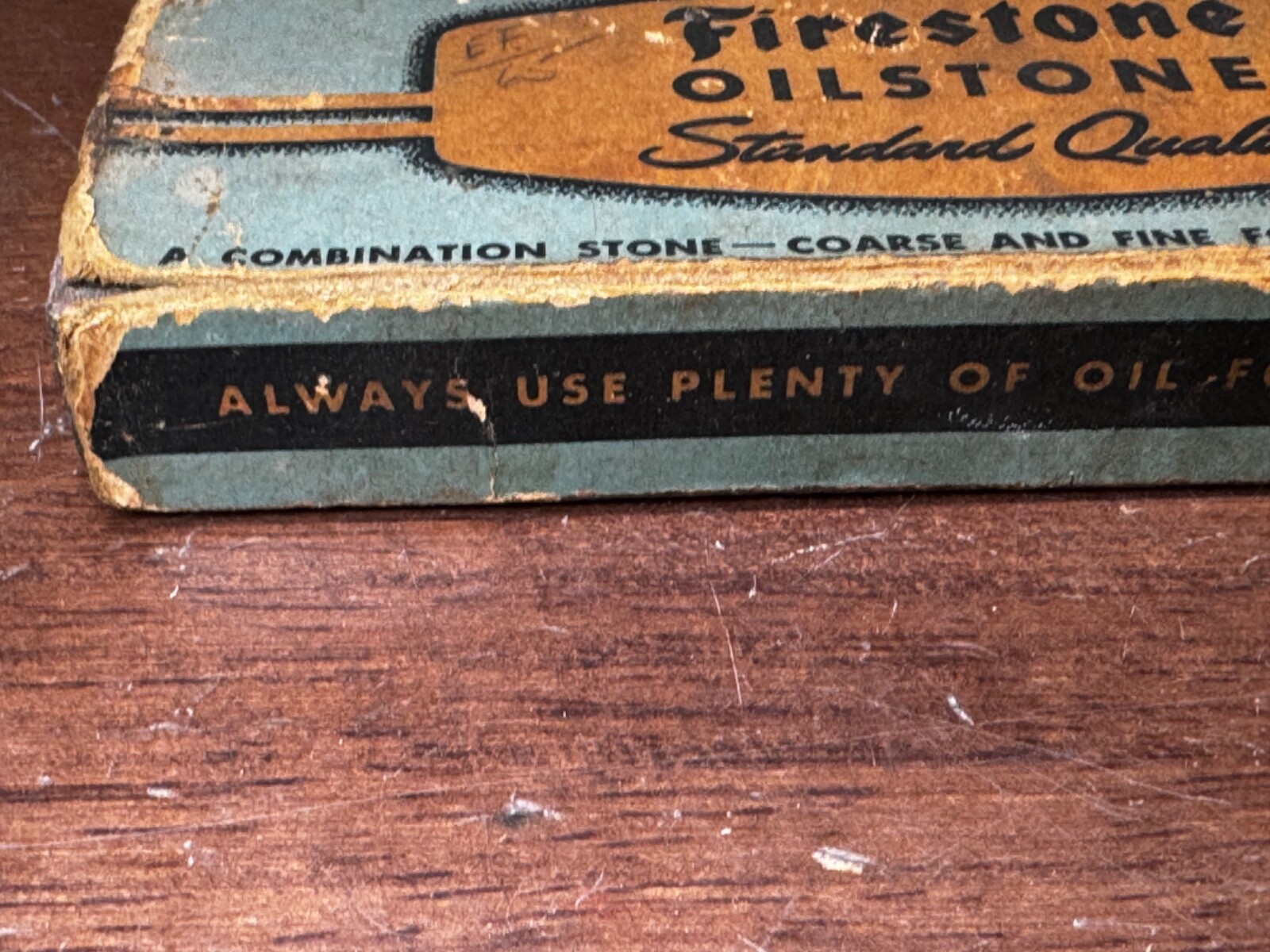 Vintage Firestone Sharpening Oilstone With Original Box