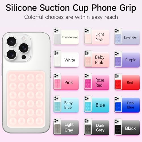 4Pack Silicone Suction Phone Case Black & White & Translucent & Light Pink