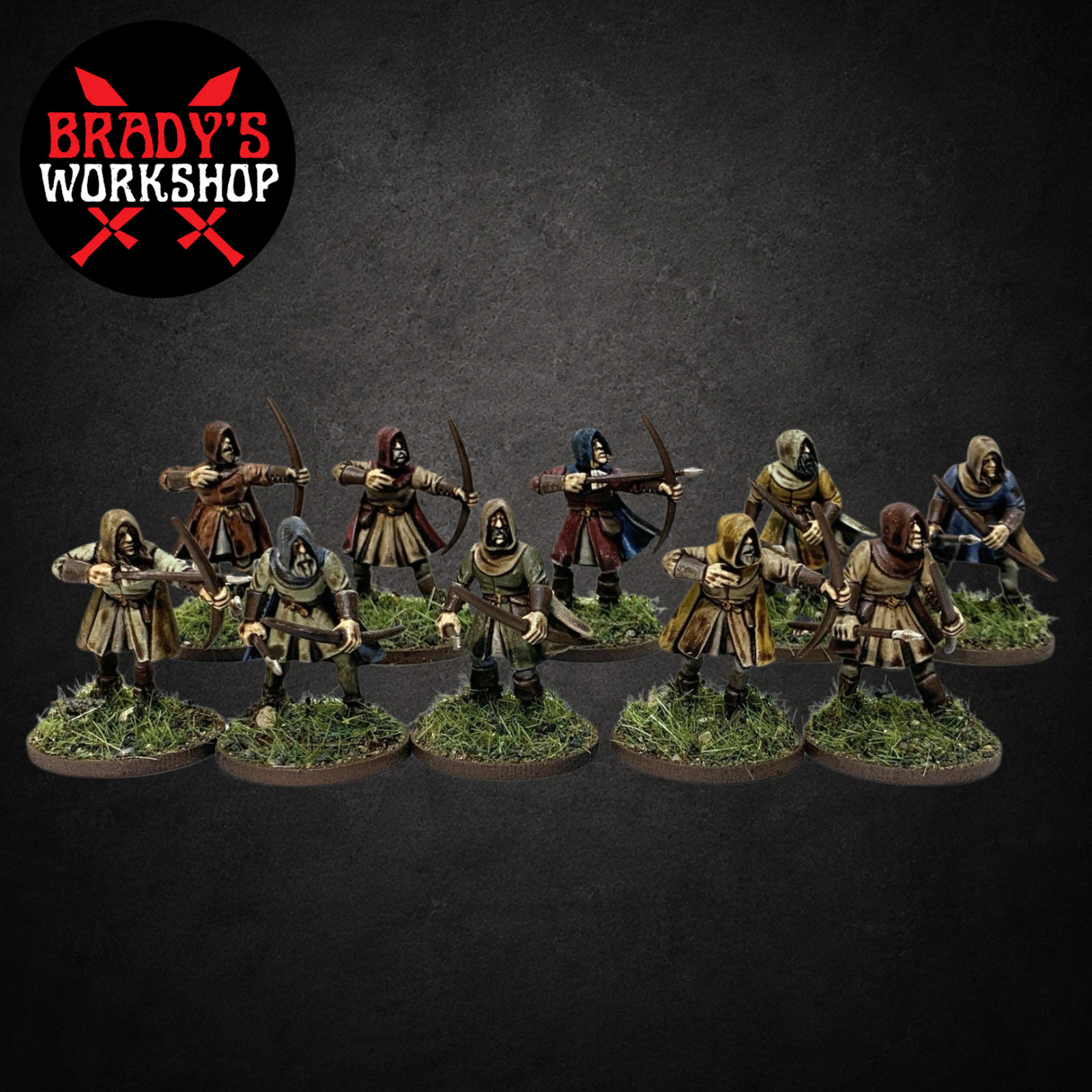 LIGHT VILLAGE MILITIA ARCHERS 10 28mm fantasy miniatures LOTR MEDIEVAL OATHMARK