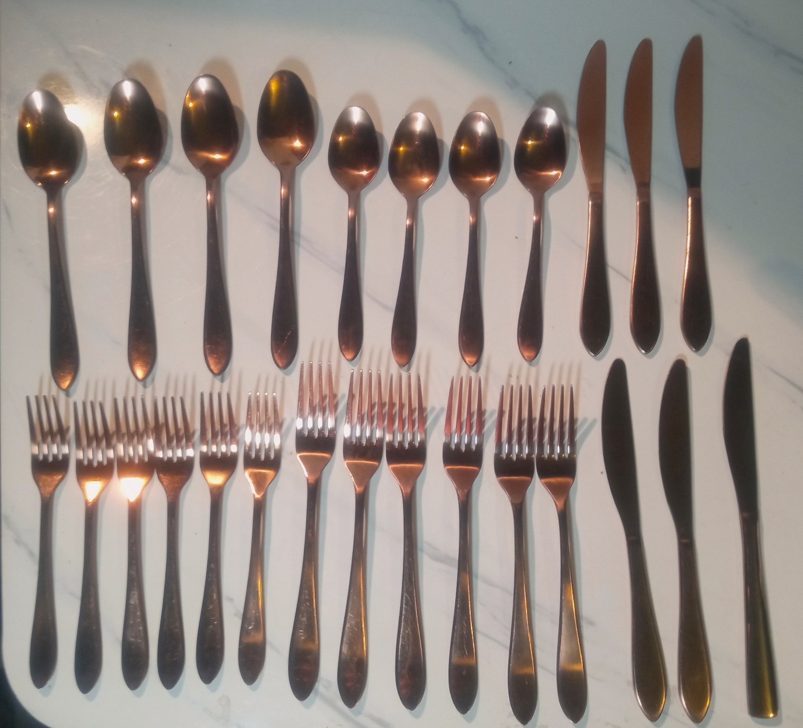 Cambridge Flatware Copper over Stainless Steel Lot of 26