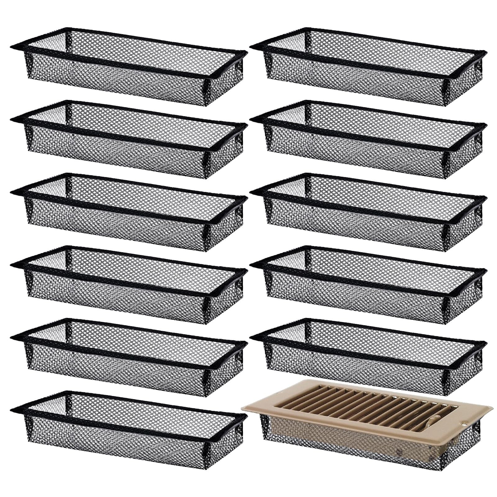 12 Pcs 4 x 10 Inch Floor Register Cover Trap,Black Vent Filters for Home Floo...