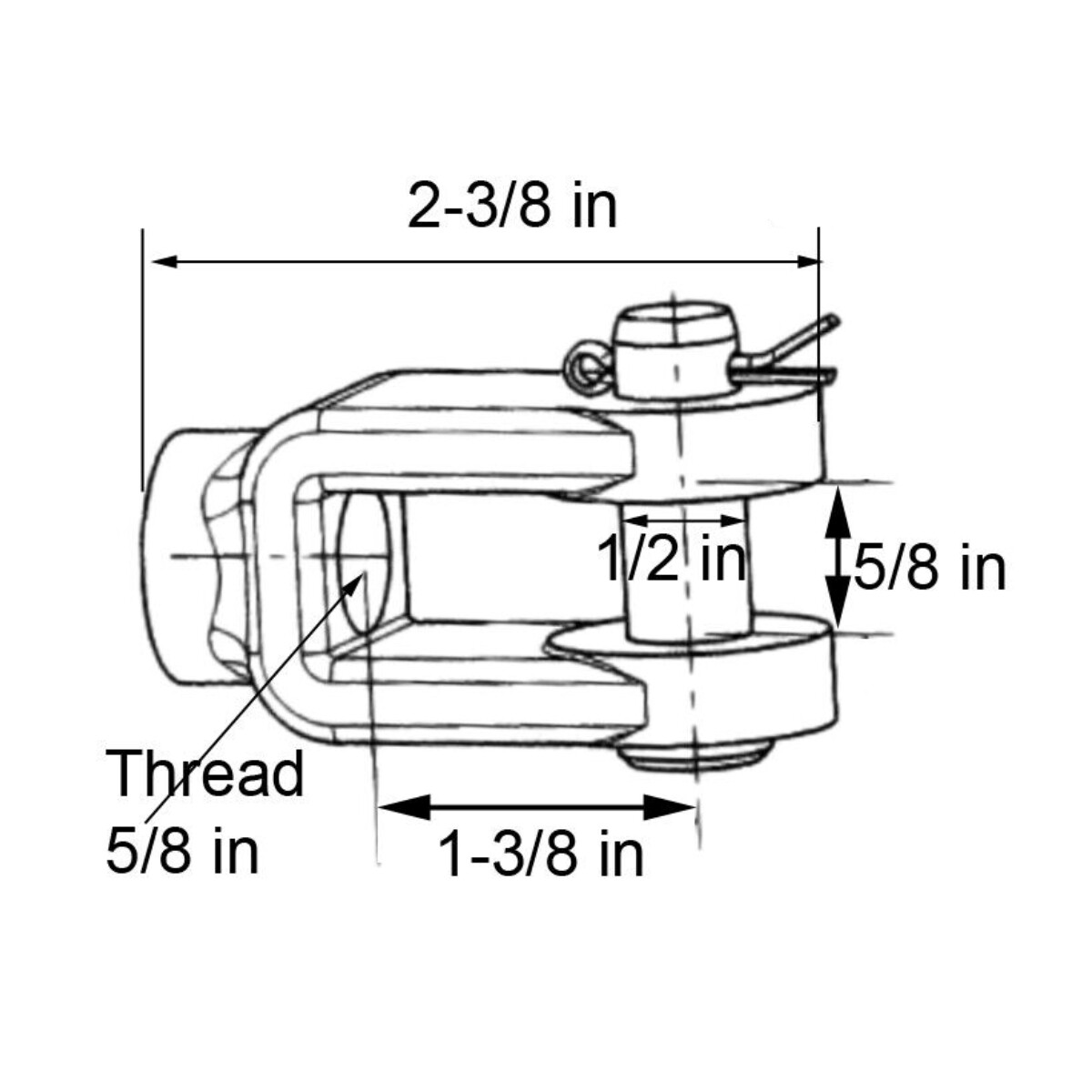4 PCS Slack Adjuster Clevis Pin Kit 1/2" Pin Push Rod, 5/8" Thread
