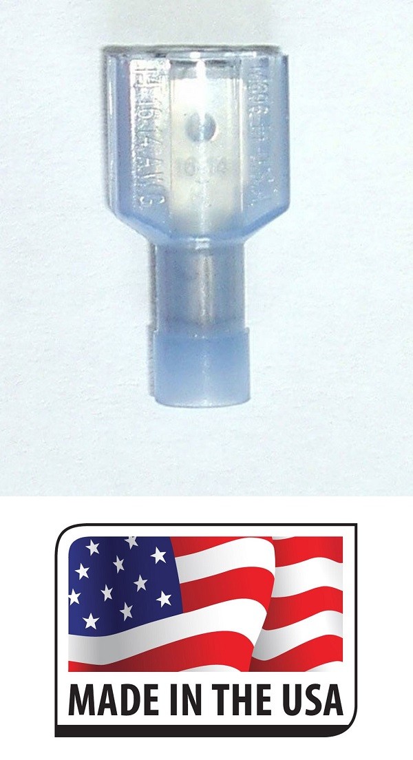 100 BLUE 16-14 AWG GAUGE MALE QUICK DISCONNECT SPADES WIRE CONNECTORS WIRING USA