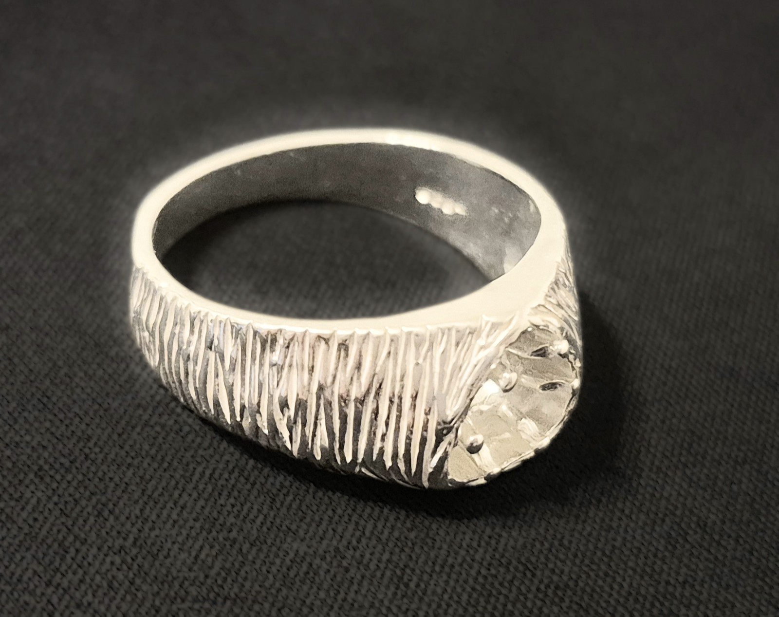 6 mm Trillion Triangle Setting Ring Solid 925 Silver Textured Pre-Notched Size 9