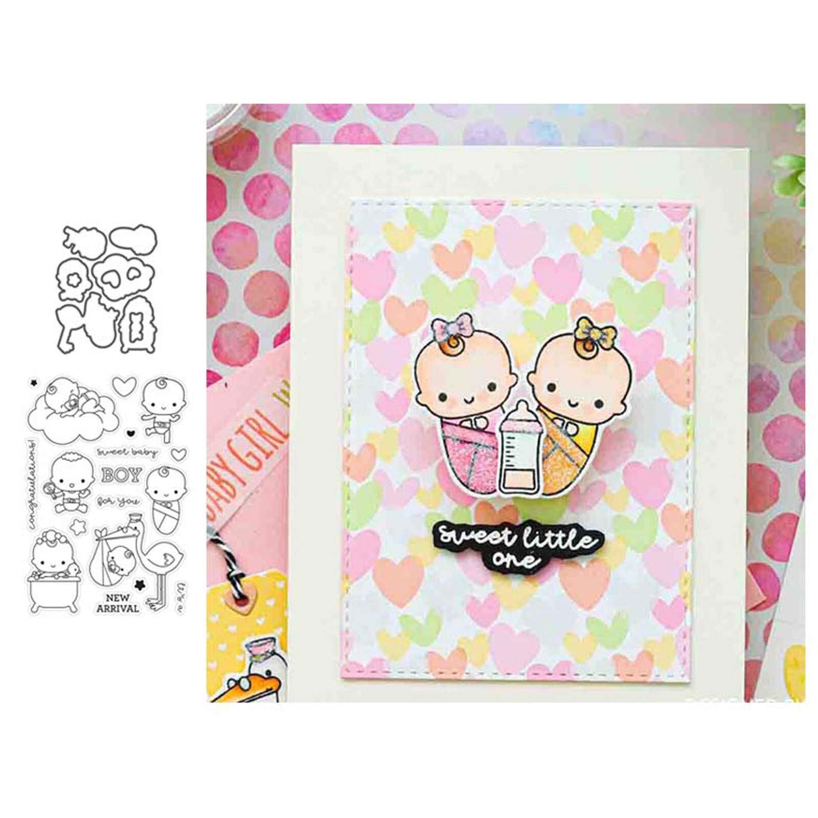 Sweet Baby Silicone Stamp and Die Sets for Card Making Craft, DIY Embossing P...