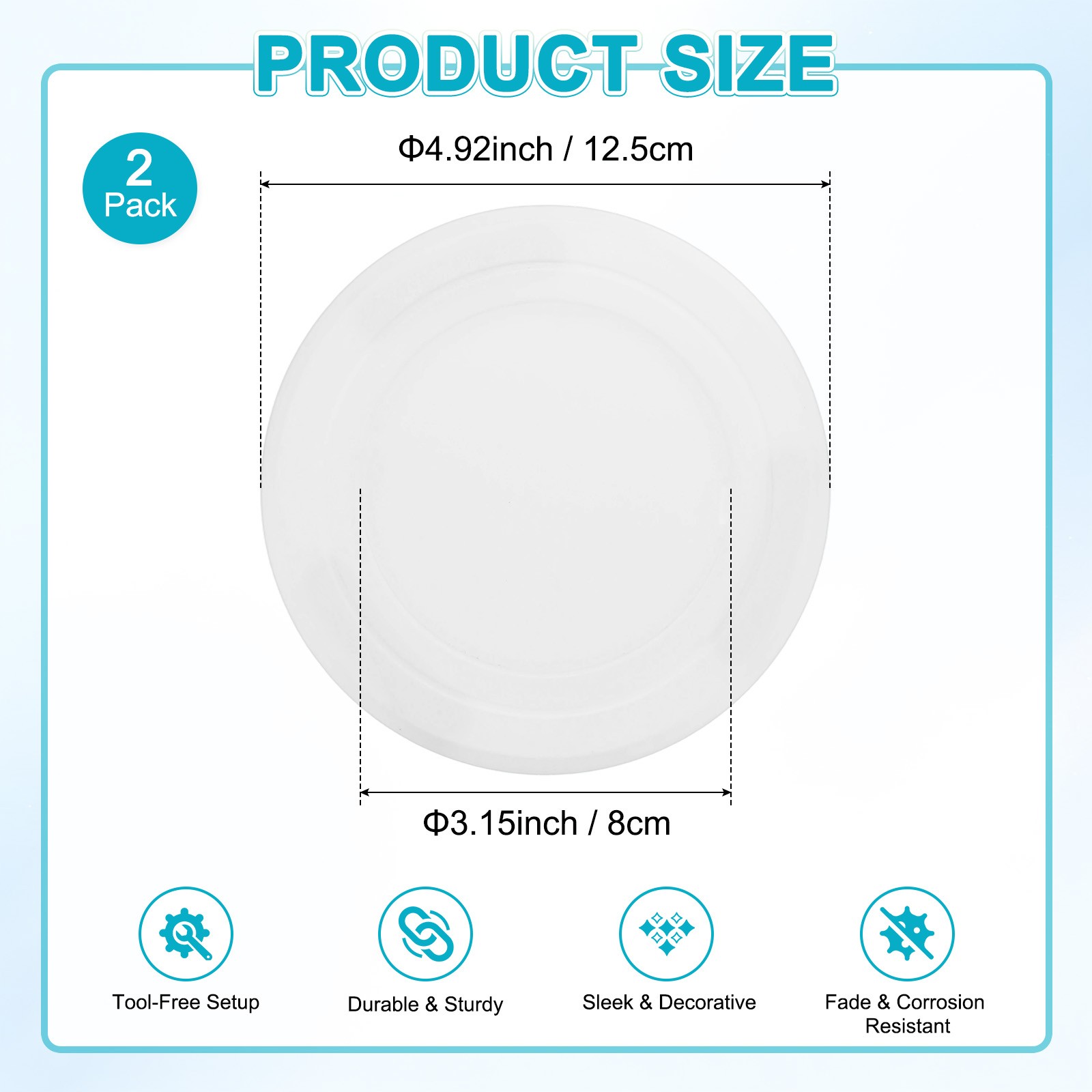 2-Pack Access Panel for Drywall, 3x3 Inch Round Plastic Removable [White]
