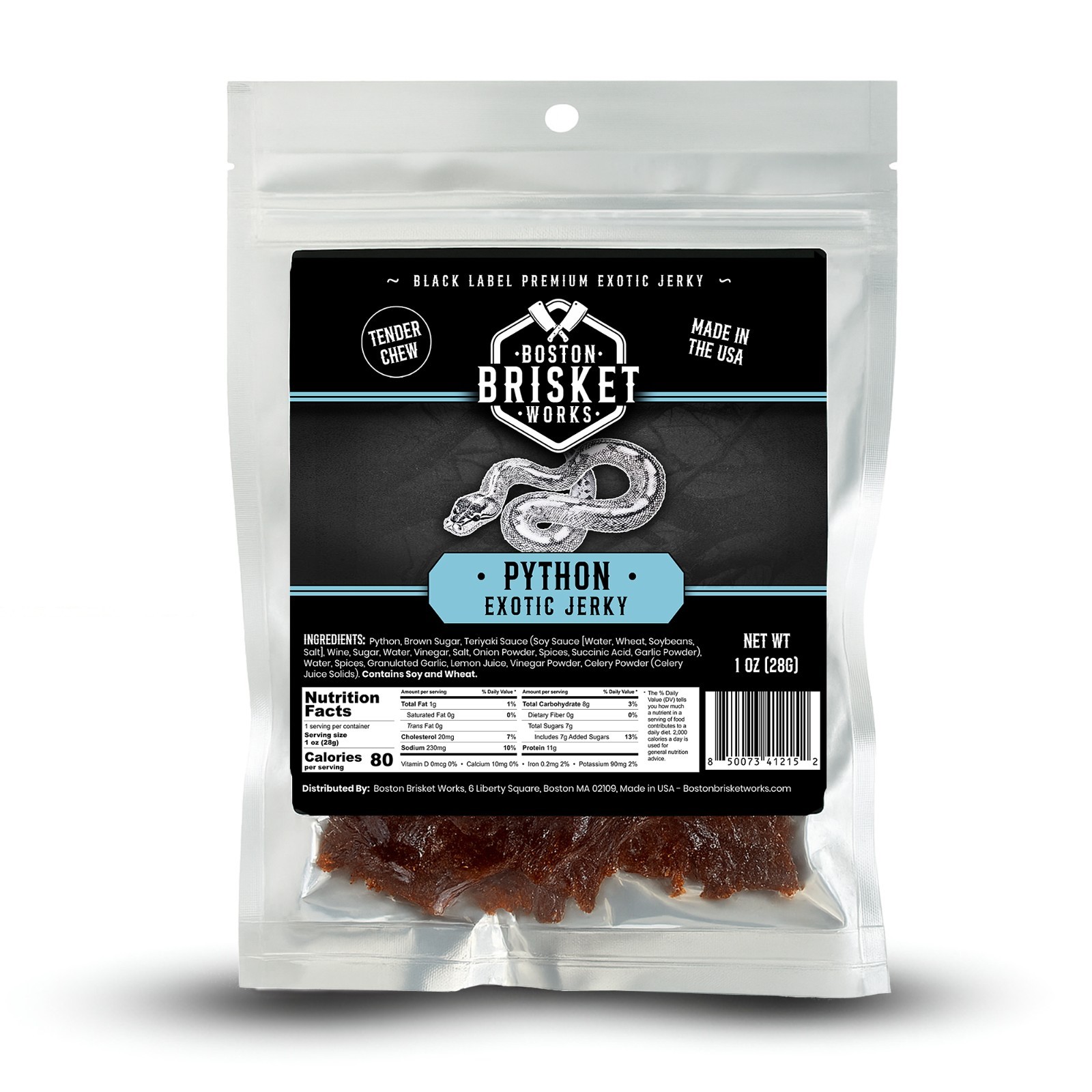 PYTHON SNAKE JERKY – Exotic Wild Game Snack - Made in the USA - Fast Shipping!