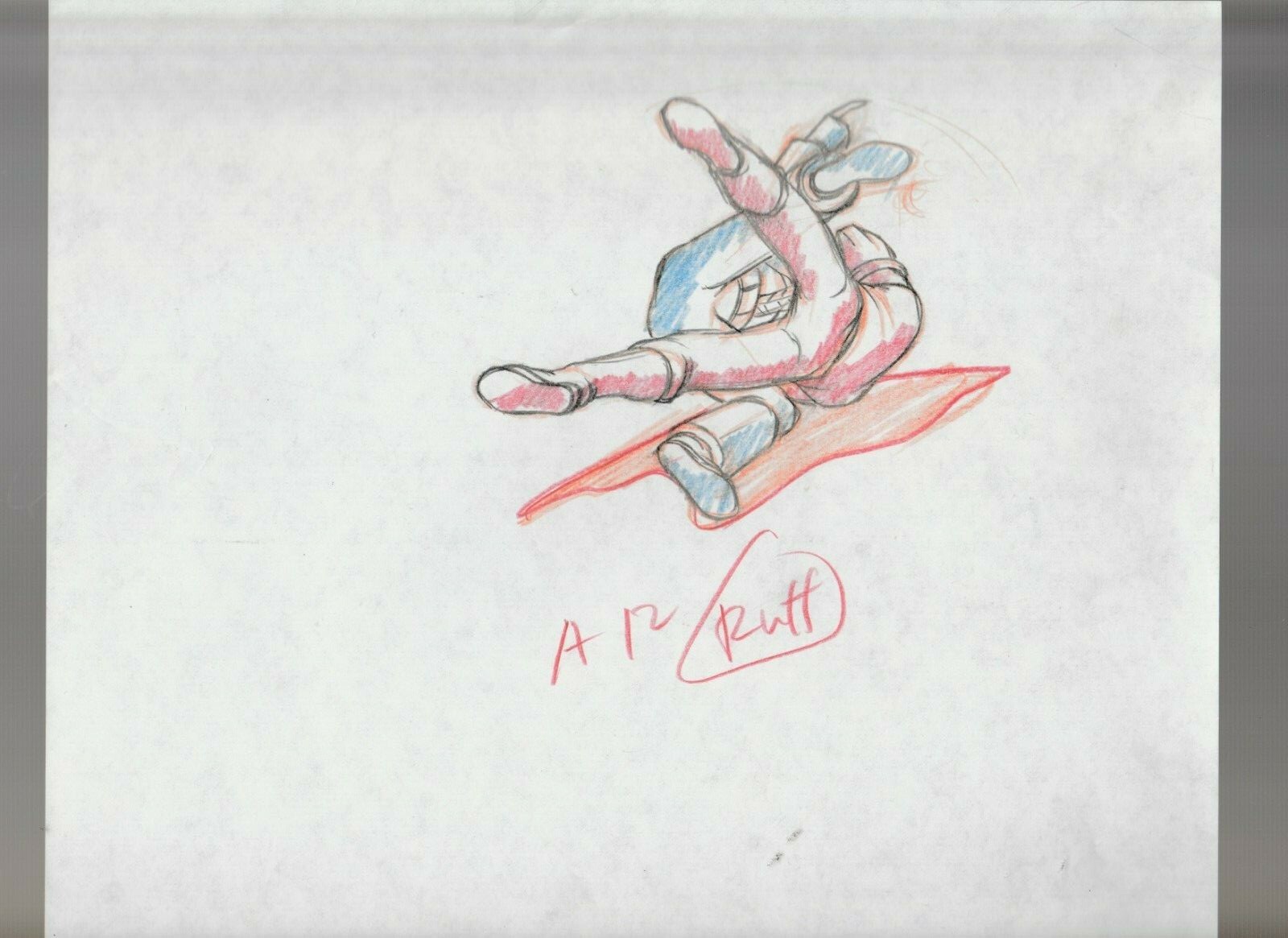 GI JOE Cartoon 10.5x9.5" Animation Prod Drawing FN+ 6.5 Steve Fight 413 A12R-15