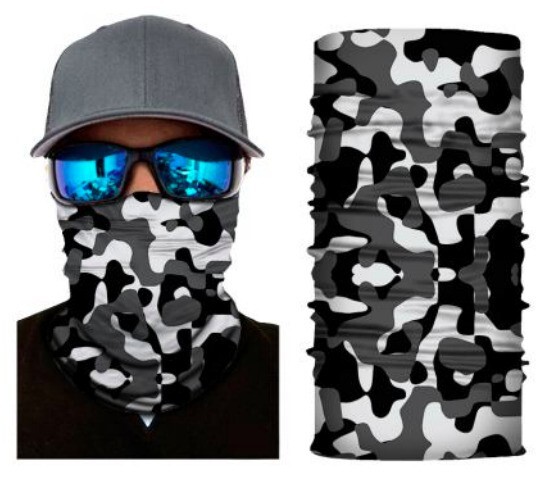 Neck Gaiter Face Mask Fishing Sun Headwear Protection Black White Gray Camo