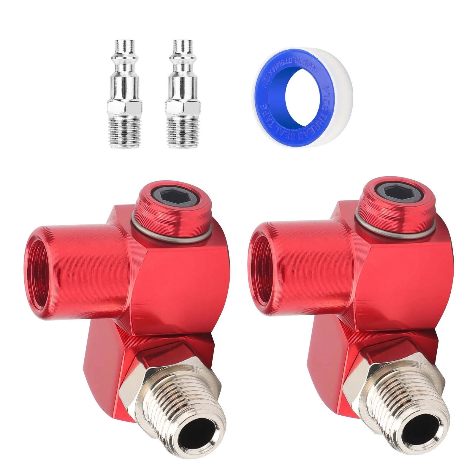 2 x Air Hose Fittings Adapter With Tape 360 Degree  1/4'' NPT for Air Blow Gun