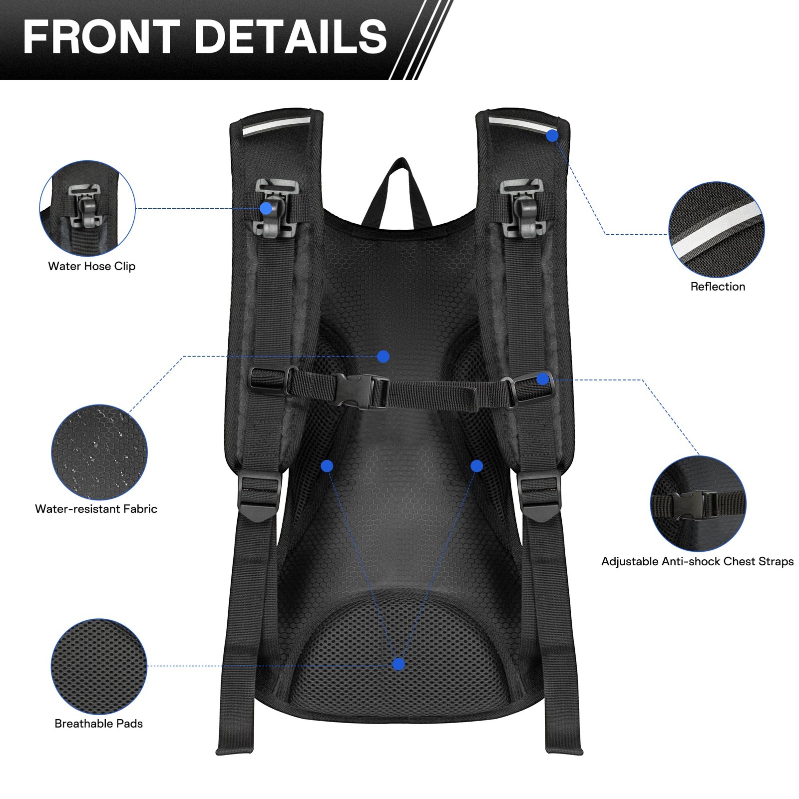 Hydration Backpack With 2L Water Bladder Lightweight Breathable Pack For Running