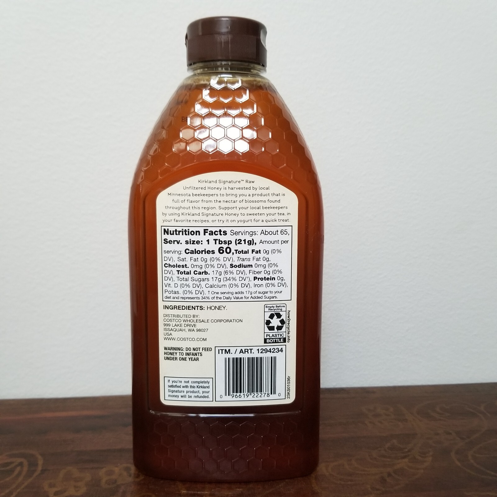2 Packs Kirkland Signature Minnesota Raw Unfiltered Honey 48 oz Each Total 6 lbs