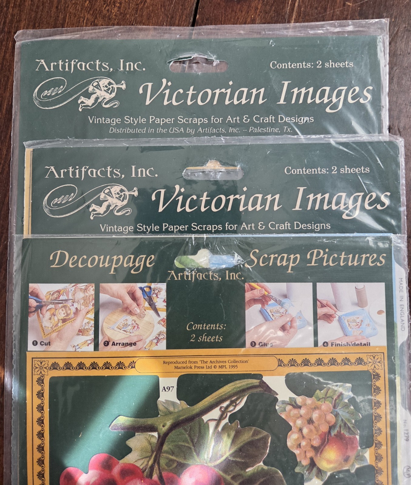 3 Victorian Decoupage Cut Outs By Artifacts New In Pkgs