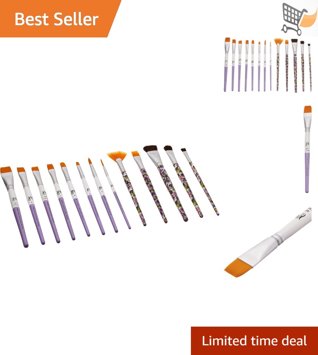 13 Piece Artist Acrylic Paint Brush Set Professional Durable Taklon Craft