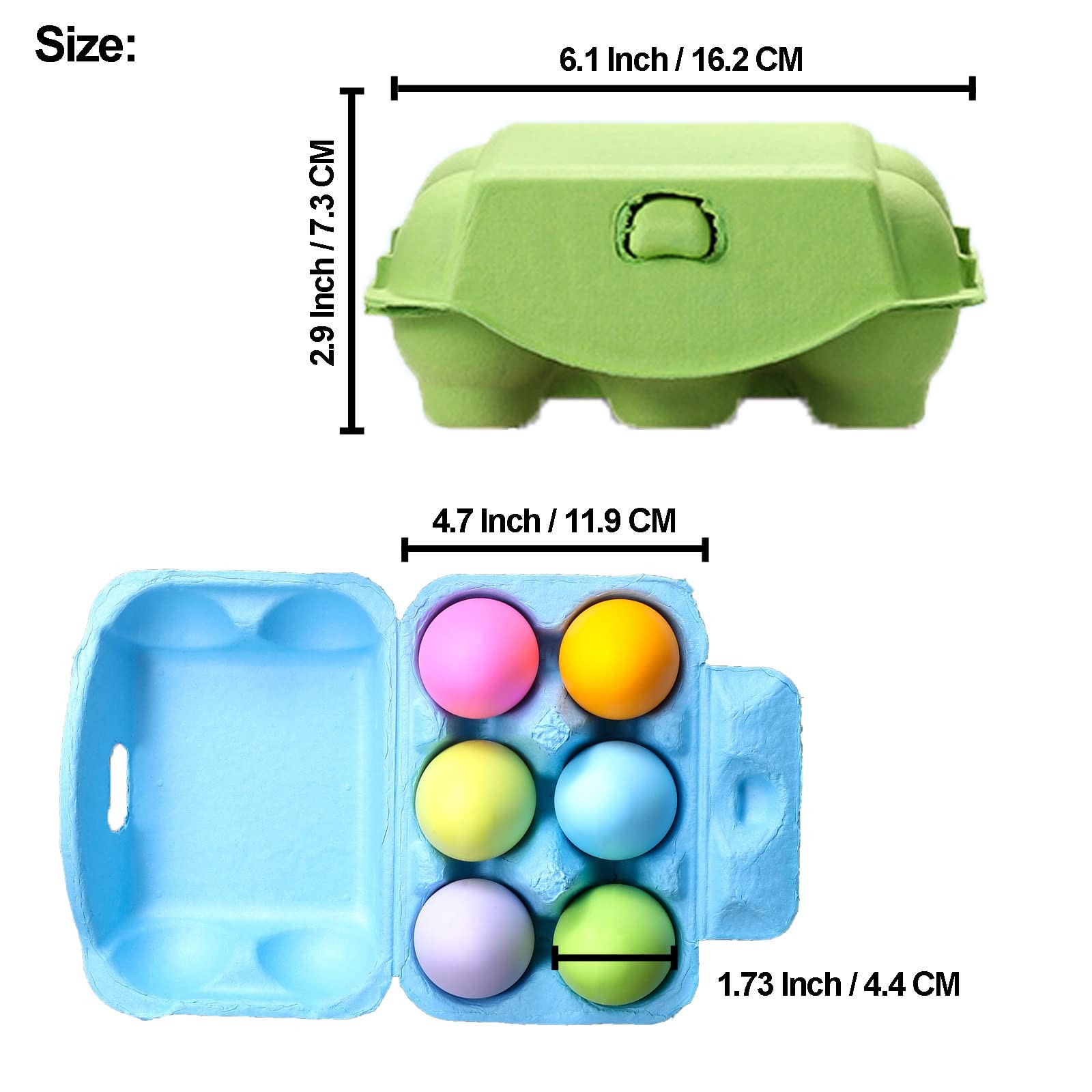 Half Dozen Egg Cartons 30 Pack, Colorful Blank Natural Pulp Egg Holder