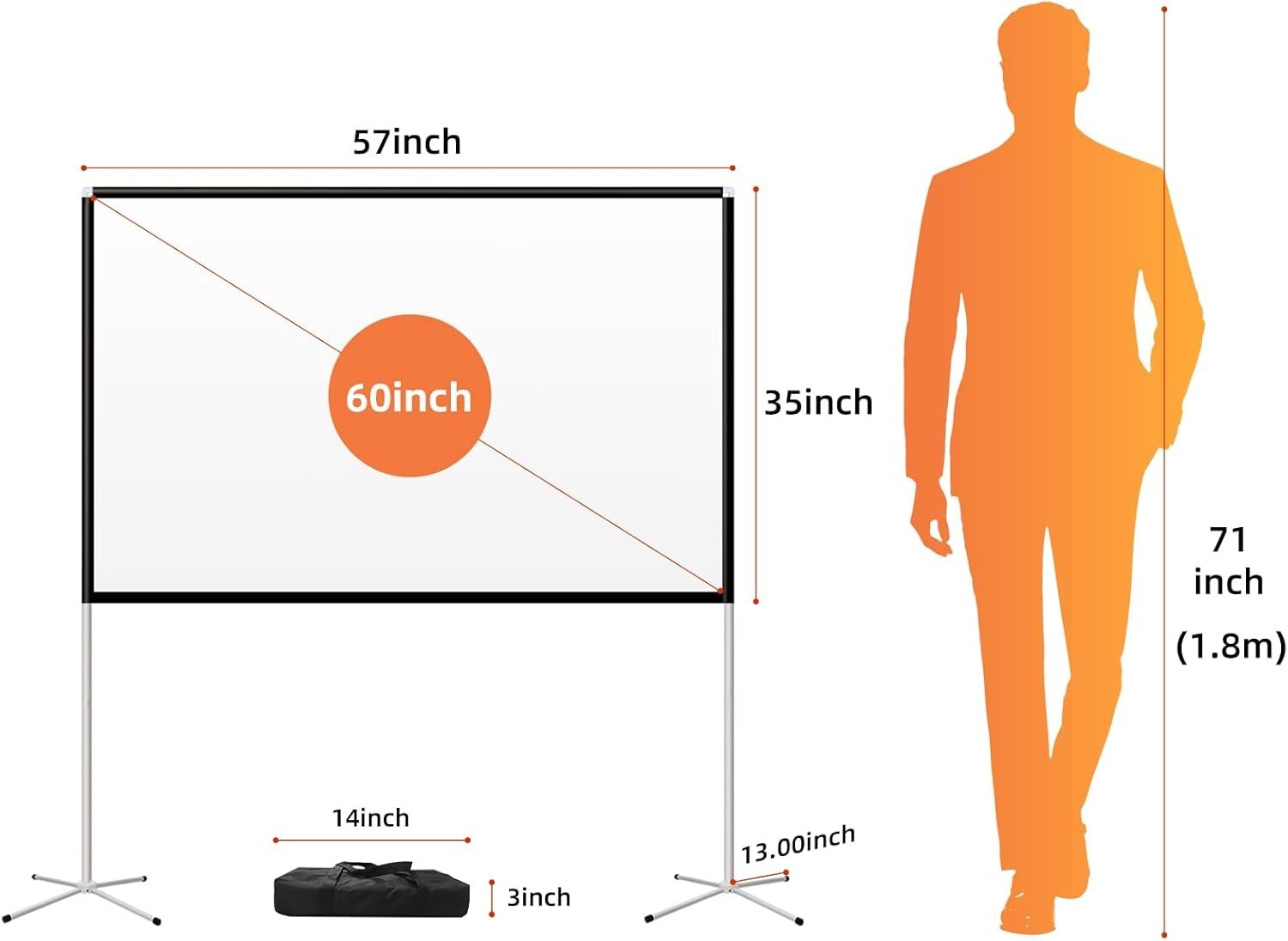 Multi-Function 60-Inch Projector Screen - Perfect for Movies & Presentations