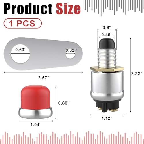 Push Button Starter Switch 12V 50A, Waterproof Momentary Start Switch red-1