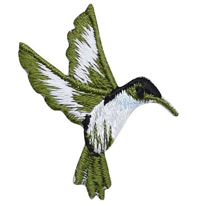 Mini Hummingbird Applique Patch Embroidered Blue Green Bird Badge 1.5" (Iron On)