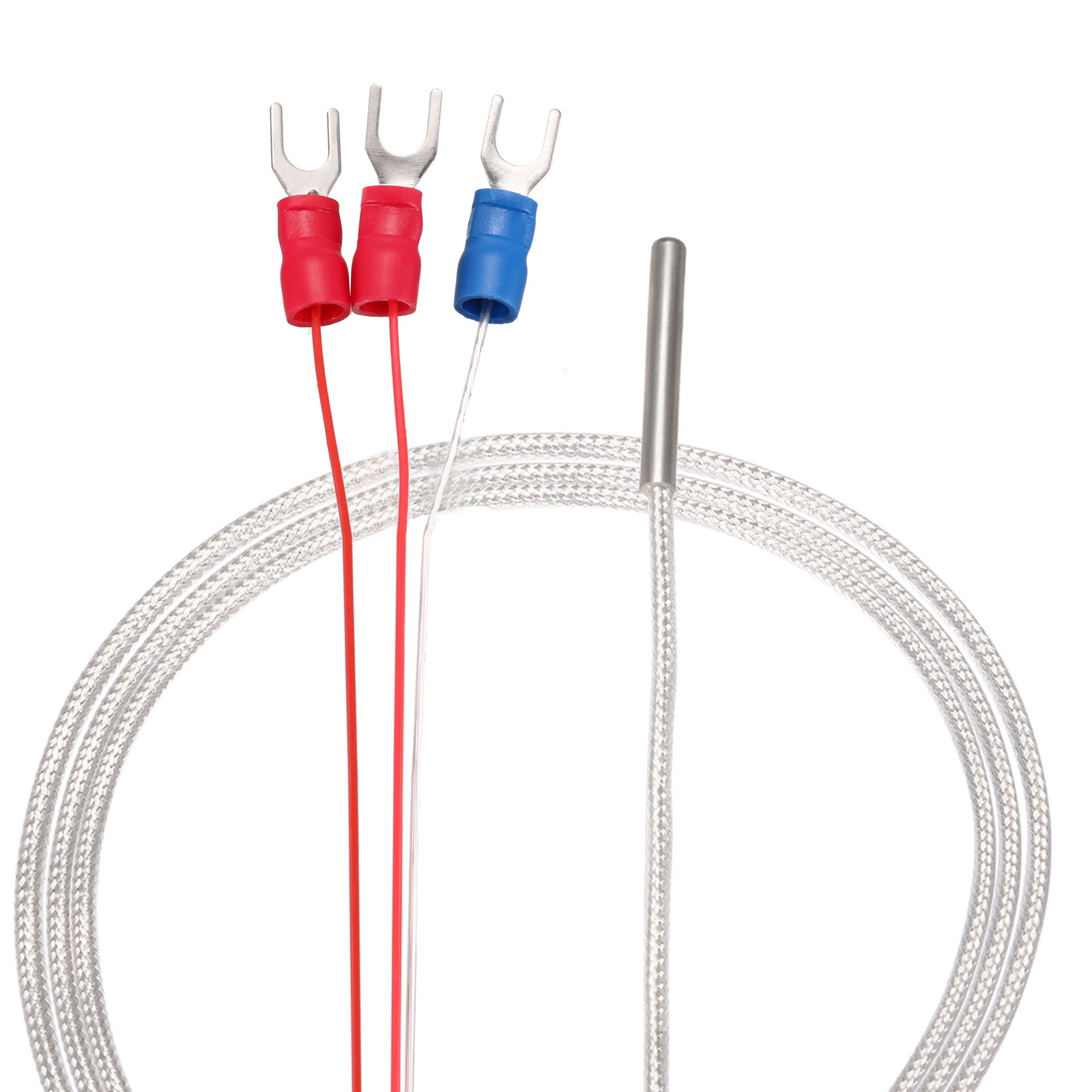 PT100 RTD Temperature Sensor Probe 3 Wires Cable Thermocouple Steel 100cm 3.3ft