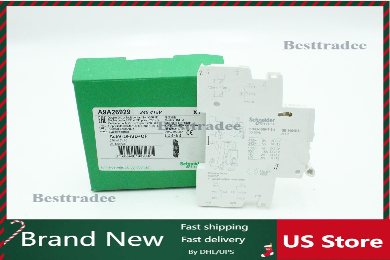 Schneider Electric A9A26929 Dual Auxiliary Switch 240-415V- New Free Shipping