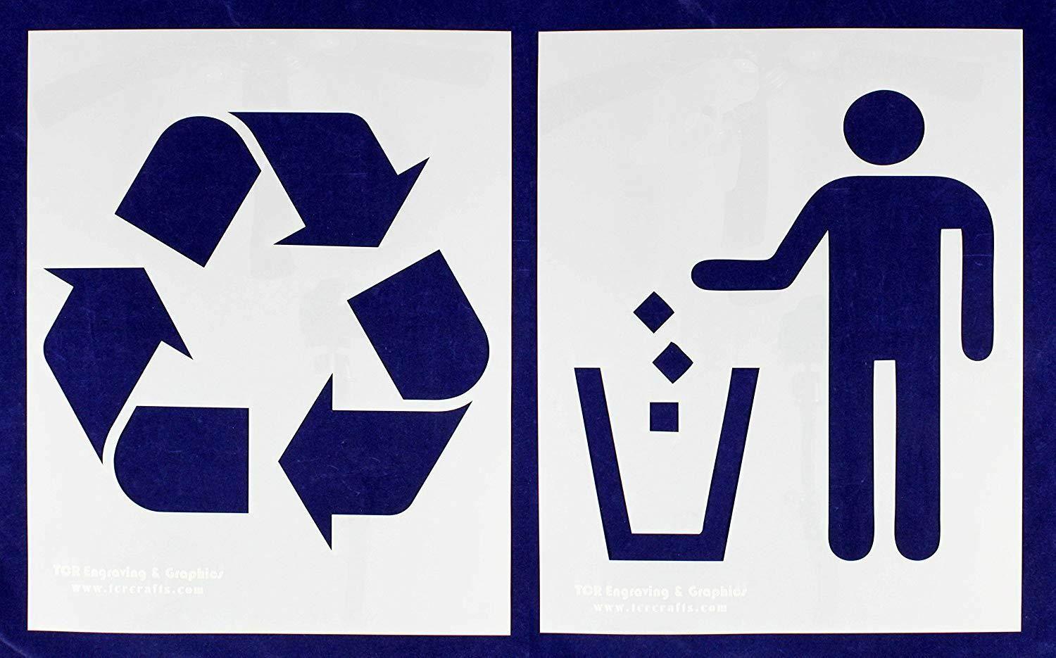 Recycle-Trash 2 Piece Stencil Set 14 Mil 14" X 17.5" Painting /Crafts/ Templates