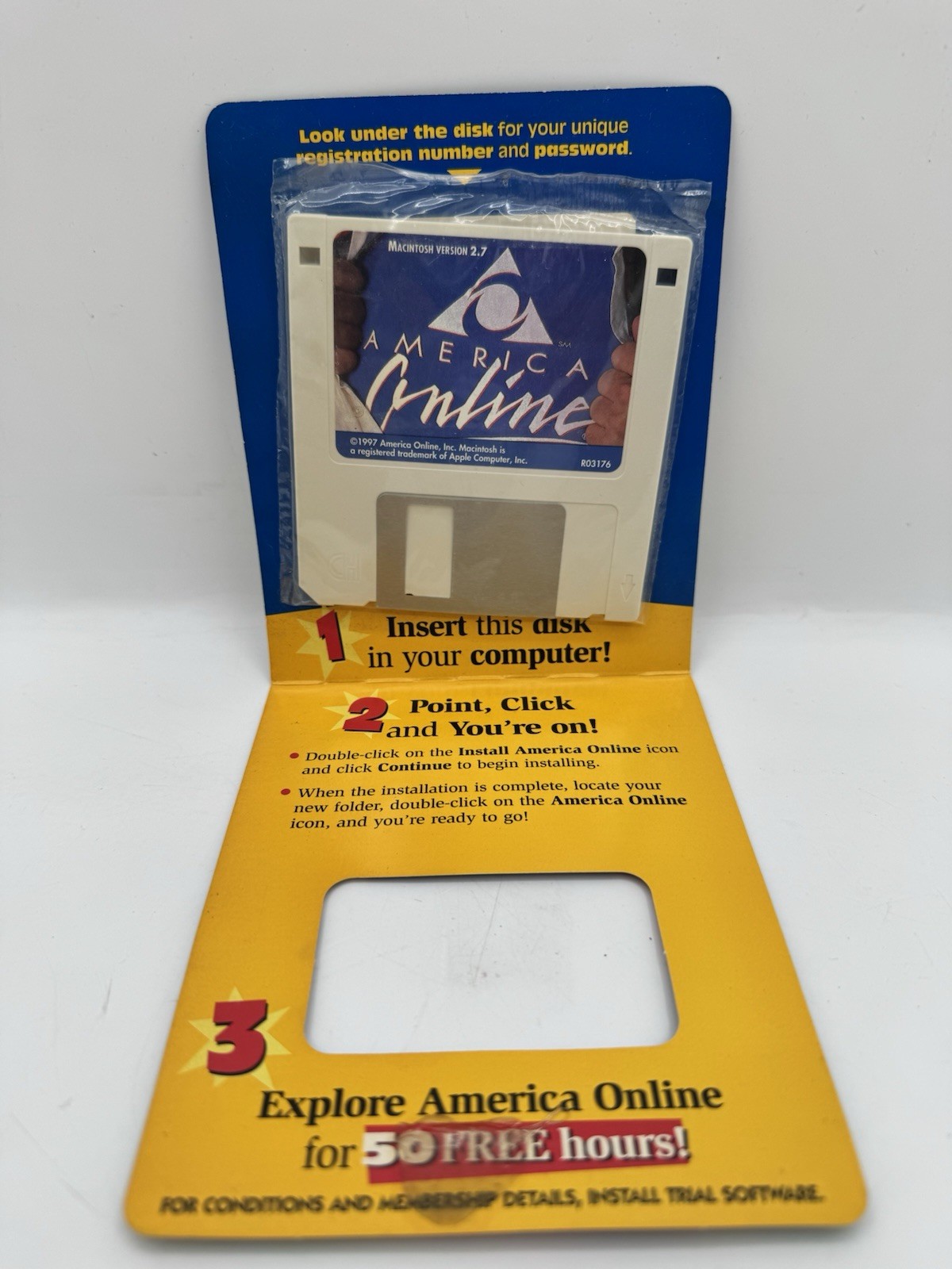 America Online AOL 3.5" Floppy Disk Mac Macintosh Version 2.7 Floppy Sealed
