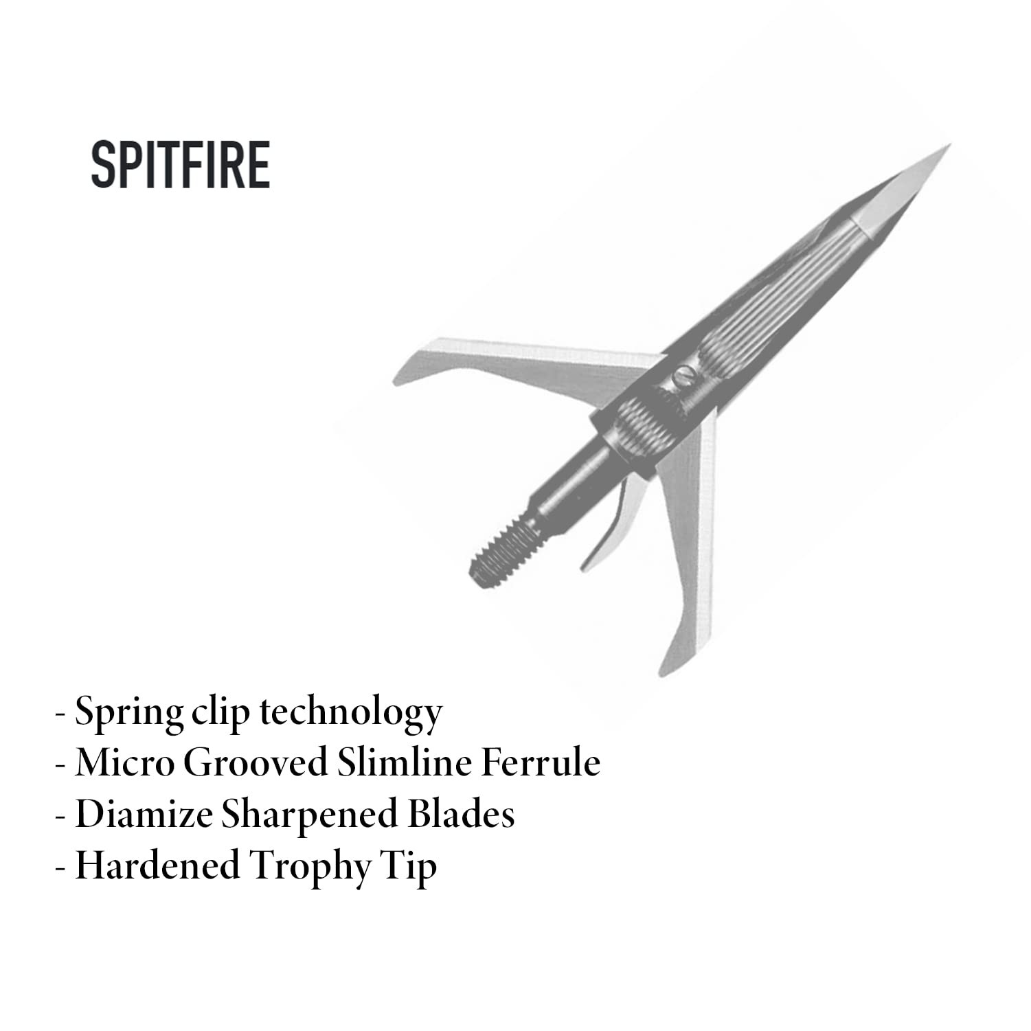 Archery Spitfire Mechanical Broadhead 1.5" Cut 100 Grain Front Deploy 3-Pack Bla