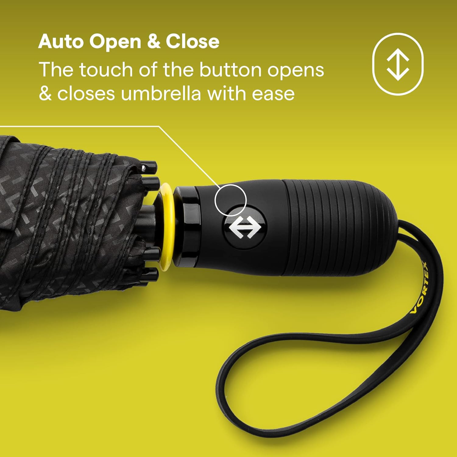 Vortex Compact Umbrella - 11" Fold, 43" Arc, One-Hand, Windproof 75 Mph