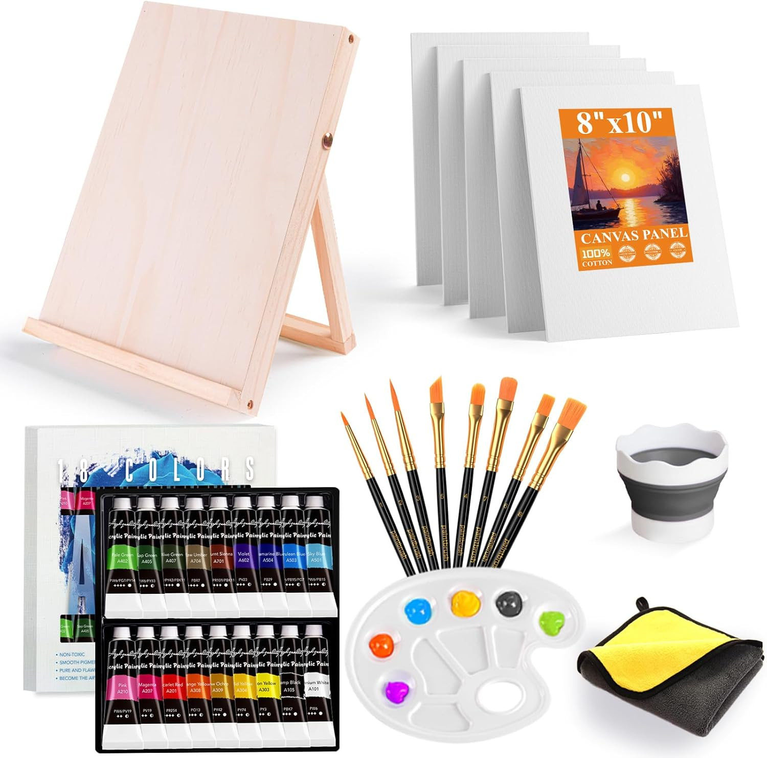 Paint Set, Acrylic Paint Set for Kids & Adults - Painting Supplies With18 Acryli