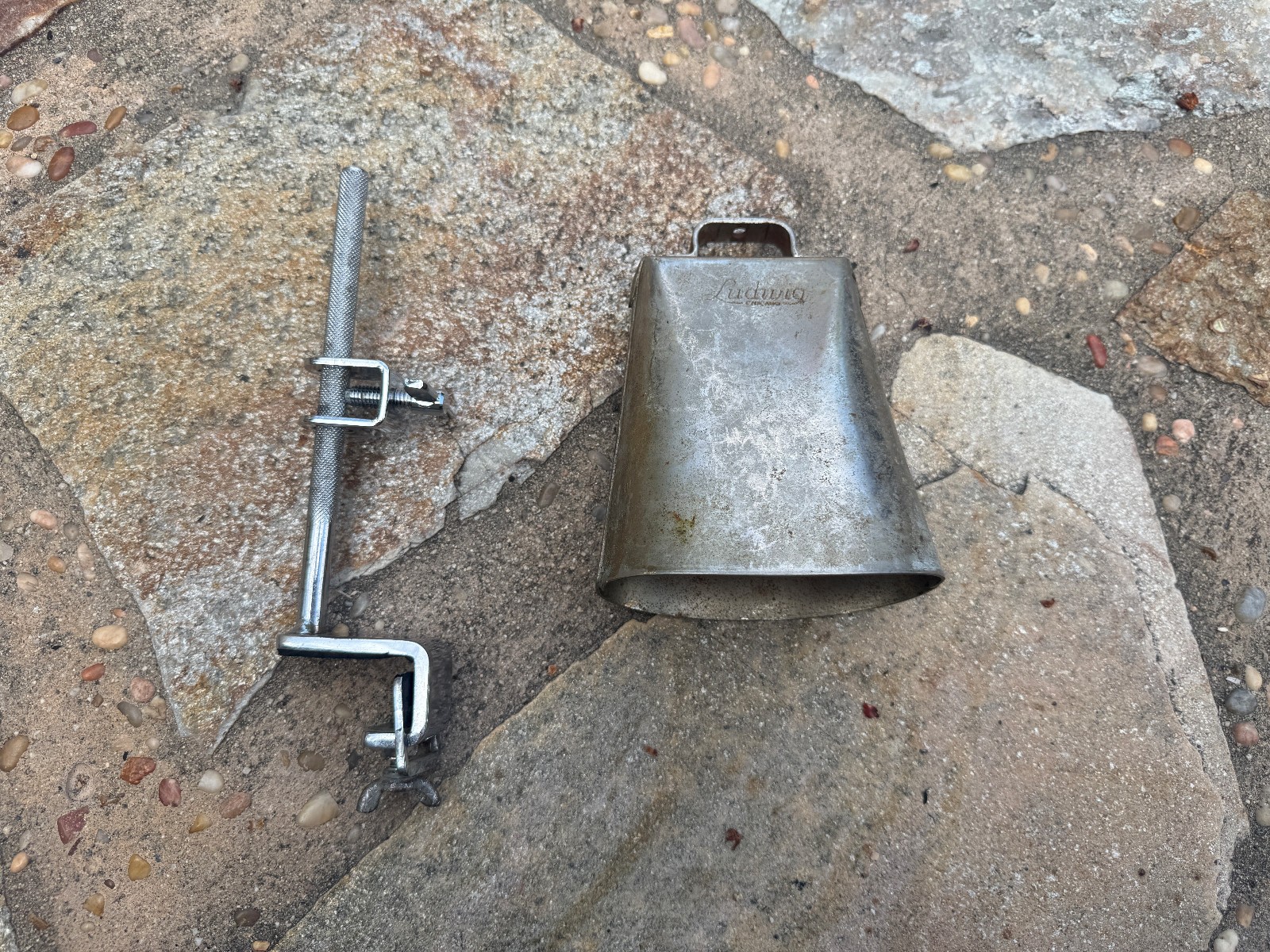 Vintage Ludwig 5" Golden Tone Cowbell with Mount