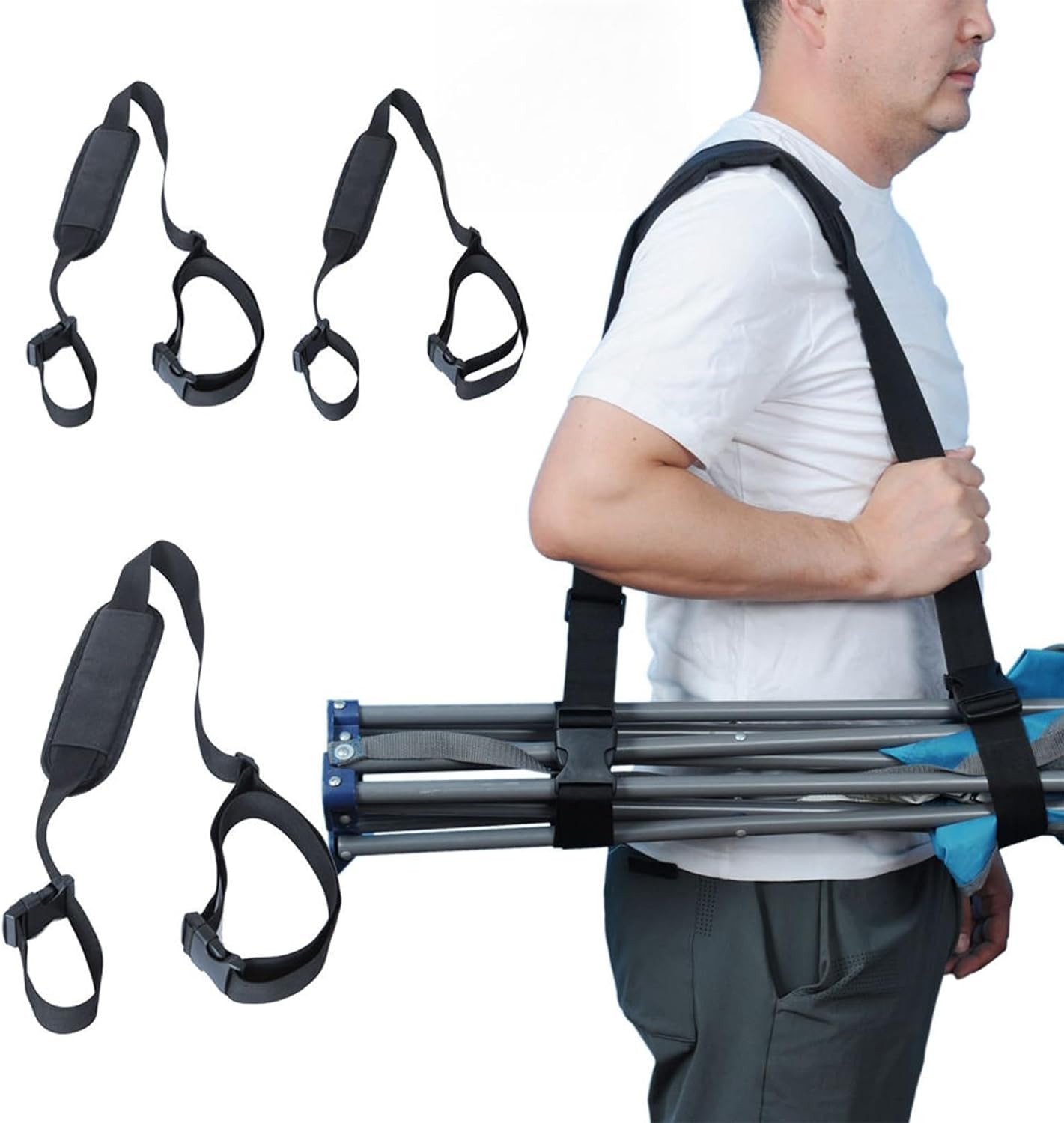 Adjustable Chair Carry Strap, 3 Pack | Padded Shoulder Support, Hands-Free