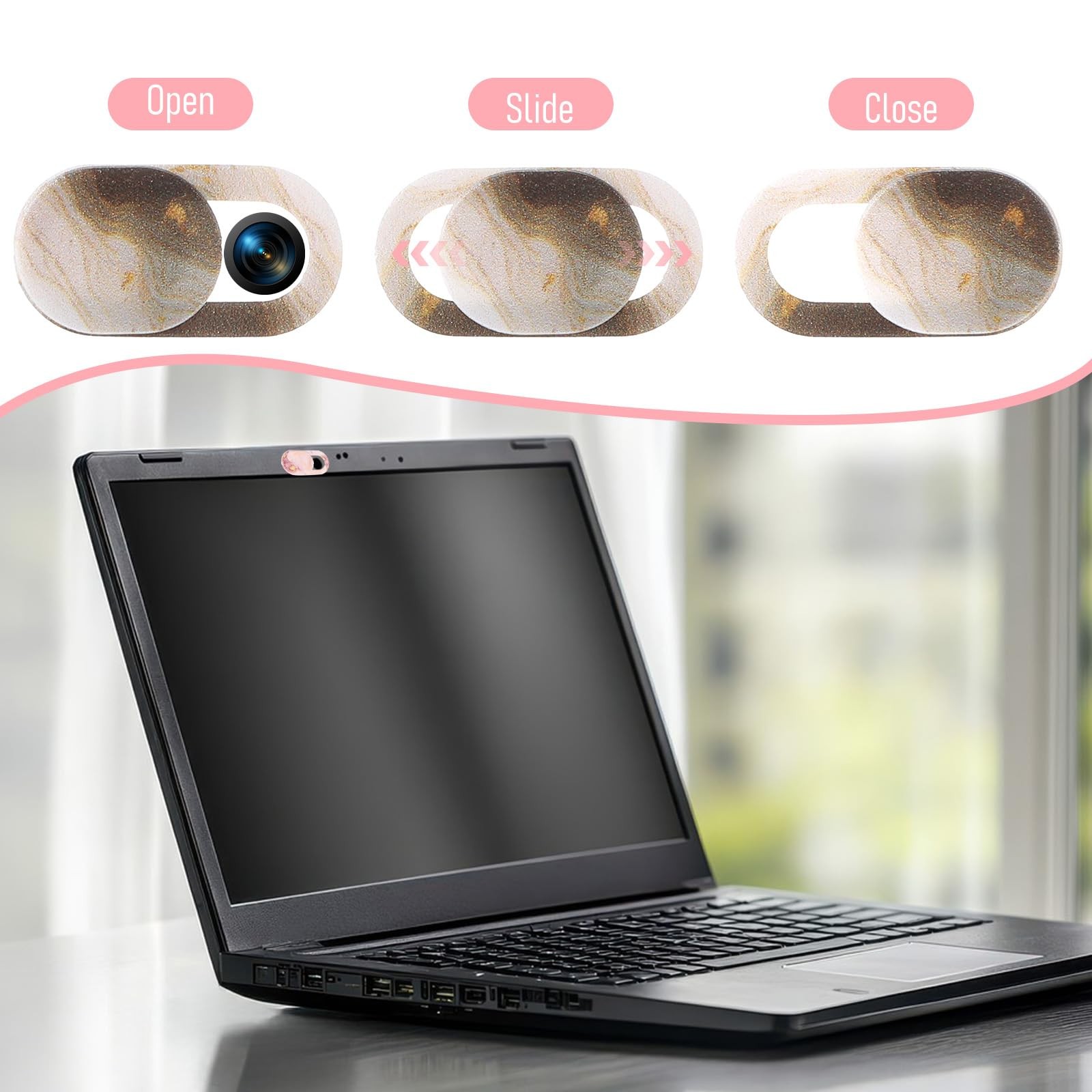 DOPENSPI 8PCS Webcam Cover Slide, Colorful&Marble Laptop Camera