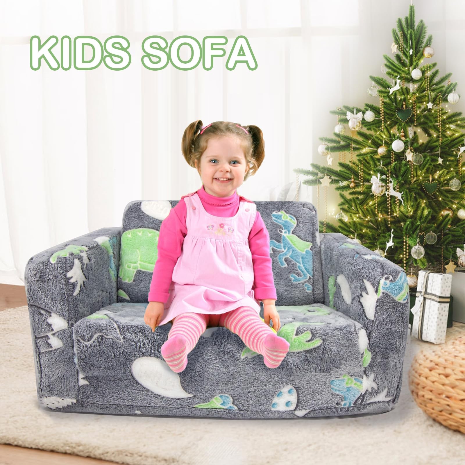 Sofa Toddlers Sofa Glow in The Dark Fold Out Play Couch Mini Dinosaur Couch f...