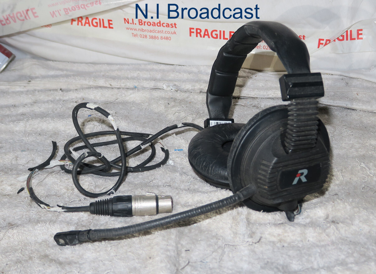 Riedel intercom headset with microphone  sold as shown with cable cover off a bi