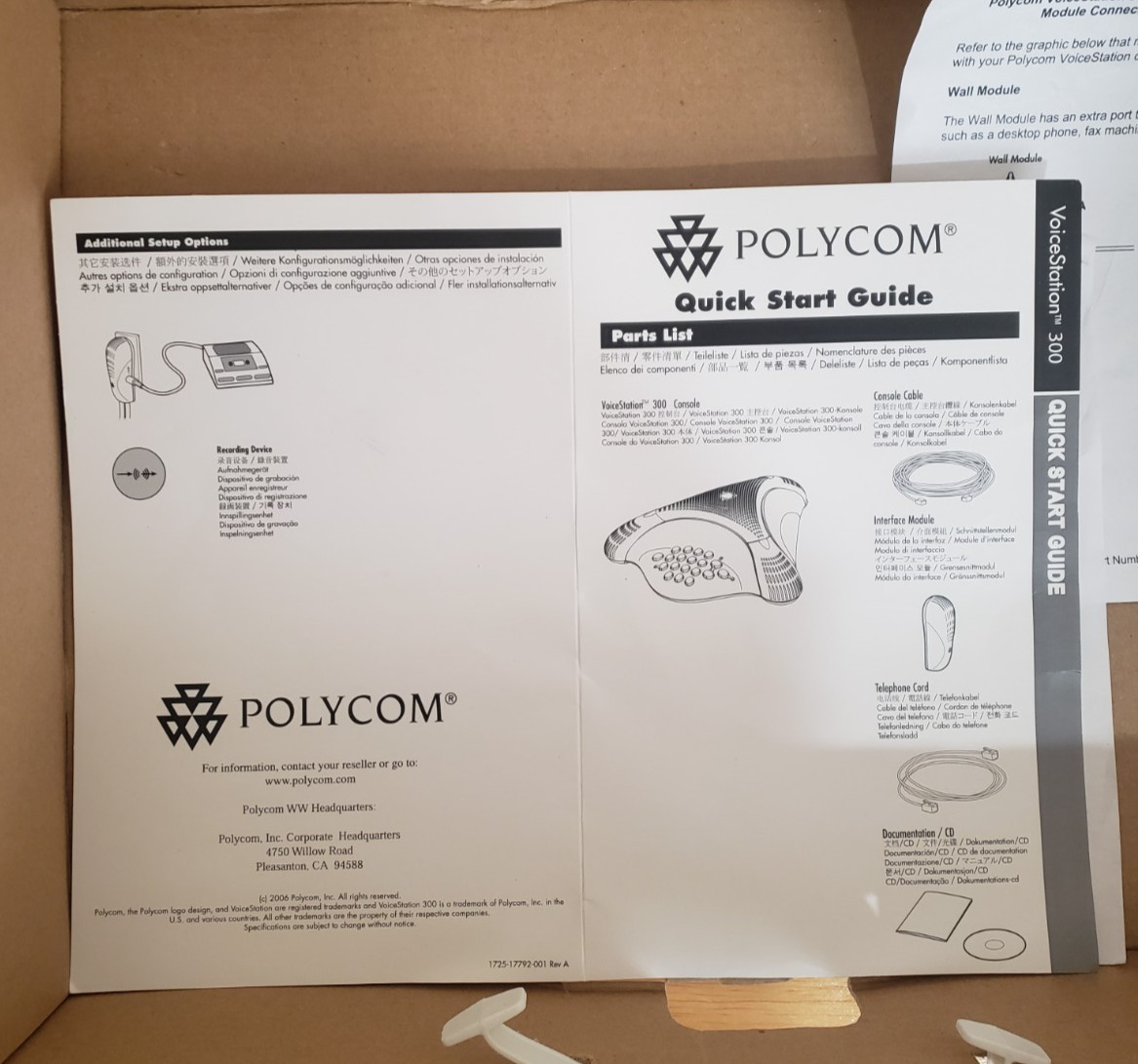 POLYCOM Voicestation 300 CONFERENCE PHONE Mint Condition, Instructions and Box